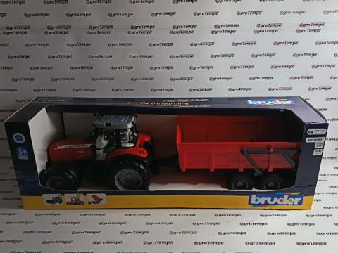 02045 BRUDER Traktor - Massey Ferguson 7480, pótkocsival - BRUDER 2045
