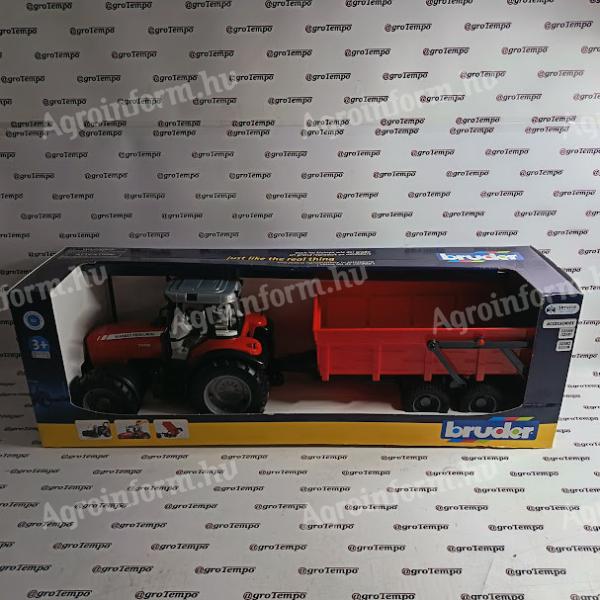 02045 BRUDER Traktor - Massey Ferguson 7480, pótkocsival - BRUDER 2045