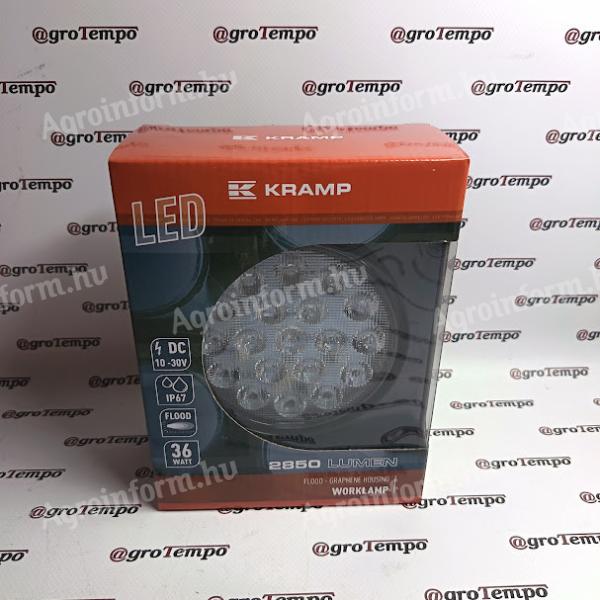 LA10046 LED-es munkalámpa, 36 W, 2850 lm, kerek, 10/30 V, Ø113,9 mm, fényvető, 18 LED-es, Kramp