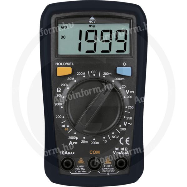 12366422 TRAXOR Multiméter MM15 CAT II 250V, kézi tartományválasztás