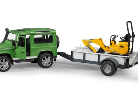 02593 BRUDER Land Rover Defender - vontatmánnyal, JCB mikro kotrógéppel 02593 BRUDER Land Rover Defender - vontatmánnyal, JCB mikro kotrógéppel