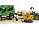 02593 BRUDER Land Rover Defender - vontatmánnyal, JCB mikro kotrógéppel