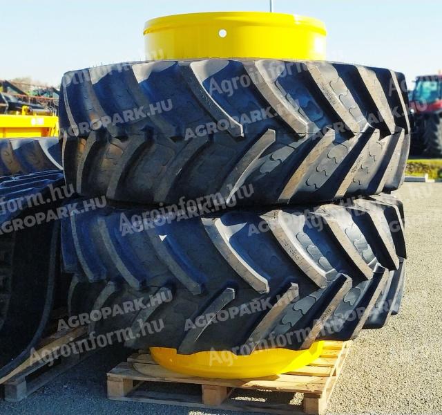 ÚJ Alliance 650/85R38 gumizású ikerkerék szett. 23x38-as ikerfelni 350mm-es távtartóval, 12 db szerelékkel és új Alliance gumiabroncsok