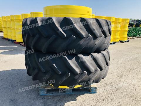 Ikerkerék szett Goodyear 620/70R42 gumizással. 20x42-es ikerfelni 254 mm-es távtartóval, használt Goodyear gumiabroncs, 12 db szerelék Ikerkerék szett Goodyear 620/70R42 gumizással. 20x42-es ikerfelni 254 mm-es távtartóval, használt Goodyear gumiabroncs, 12 db szerelék