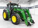 John Deere 6155R (2607 üzemórás) traktor, AutoQuad 50 km/h, TLS, rug. fülke, full RTK, új homlokrakodó, légfék, Trelleborg