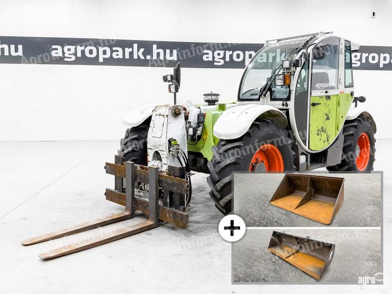 Claas Targo K70 (5514 üzemórás) teleszkópos rakodó, Powershift 40 km/h, klíma, 2 db kanállal
