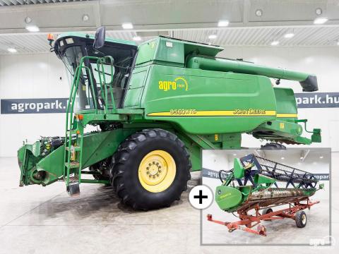 John Deere 9560 WTS (3981/5869 üzemóra) 5 ládás kombájn, 5,5 méteres 618R asztal + szállító kocsi, klíma, dob lassító, kukorica készlet