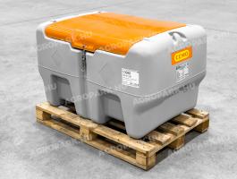 ÚJ CEMO 440 literes szállítható gázolaj üzemanyag tartály fedéllel. automata töltőpisztollyal, 12V-os szivattyúval, 4 méter tömlővel