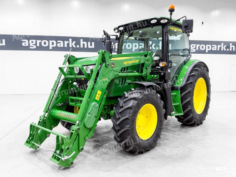 John Deere 6115R (11281 üzemórás) traktor, AutoQuad 24/24, TLS, légfék, 3 pár hidr. kör, JD H310 homlokrakodó