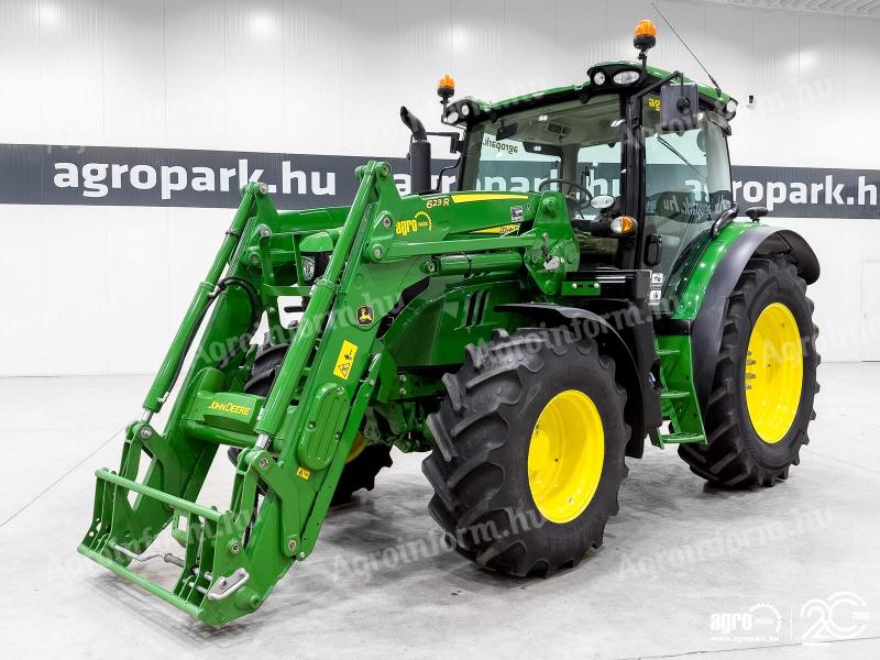 John Deere 6130R (3792 üzemórás) traktor, AutoQuad 24/24, TLS, JD 623R rakodó, légfék