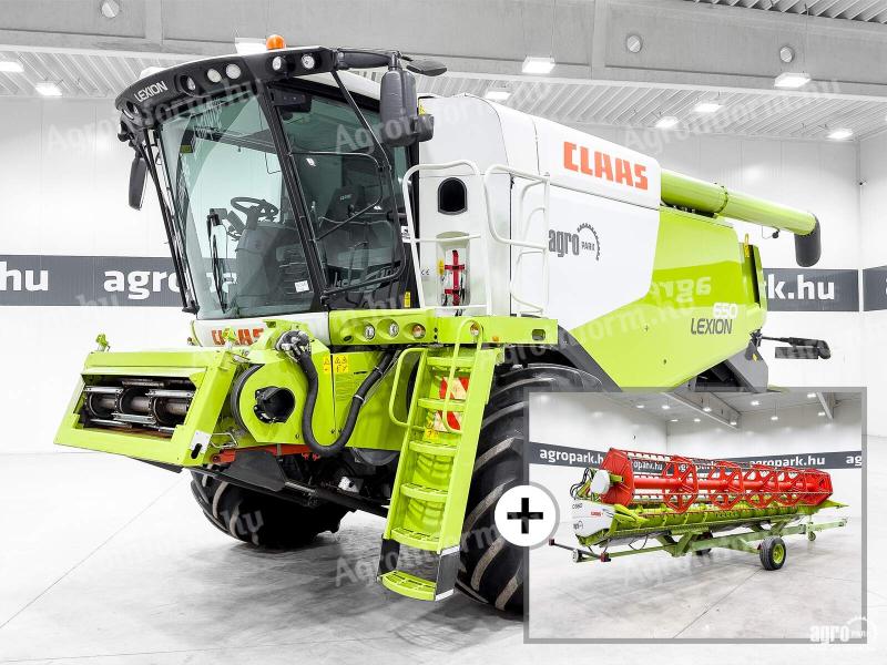Claas Lexion 650 APS 4WD (2226/3423 üzemórás) kombájn, 6 ládás, C660 asztal + kocsi, Michelin széles gumik, Laser Pilot