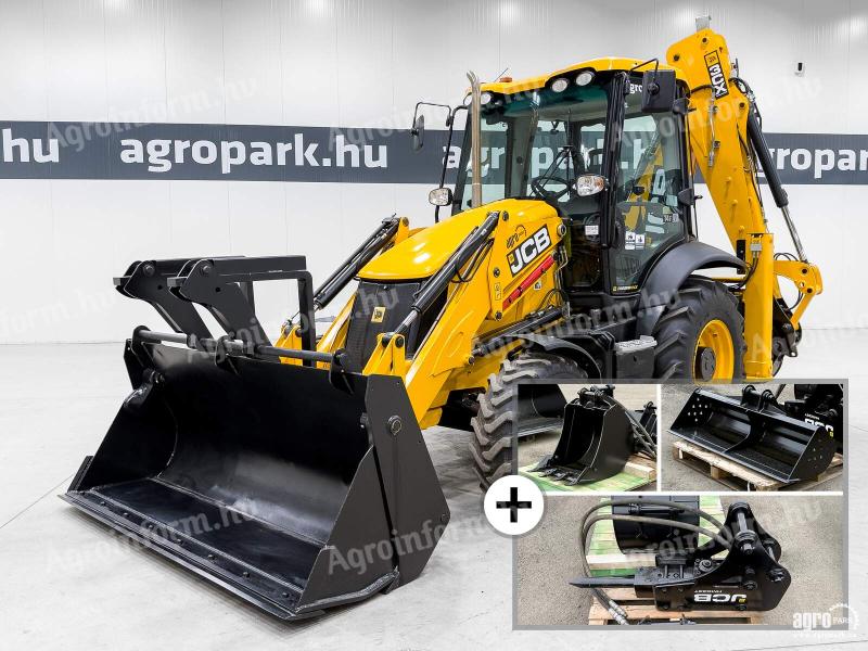 JCB 3CX Eco Sitemaster (4795 üzemóra) árokásó rakodó, 92 Le, klíma, Powershift, 4 kanál+villa, SRS