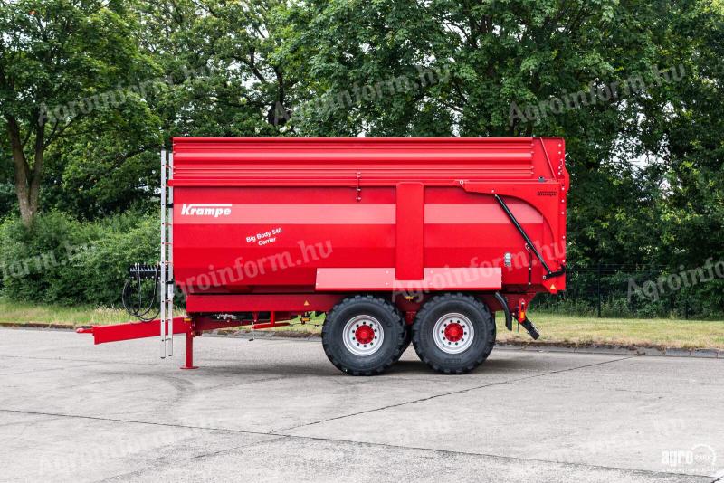 ÚJ Krampe Big Body 540 Carrier (BB 540) 14,8 tonna teherbírás, 26 m3, 60 cm-es magasító, Made in Germany, prémium monocoque / teknős pótkocsi