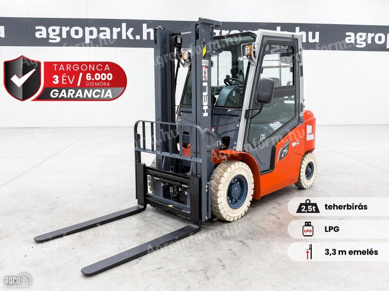 ÚJ HELI G3 2,5 tonnás LPG targonca 3,3 méteres emeléssel