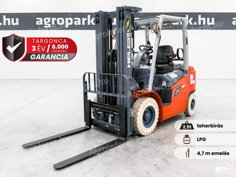 ÚJ HELI G3 2,5 tonnás LPG targonca 4,7 méteres emeléssel