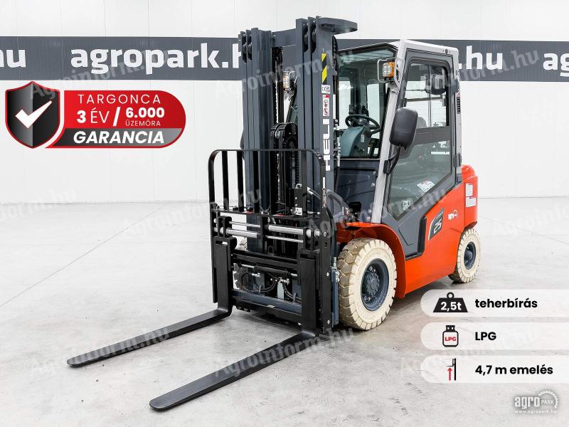 ÚJ HELI G3 2,5 tonnás LPG targonca 4,7 méteres emeléssel