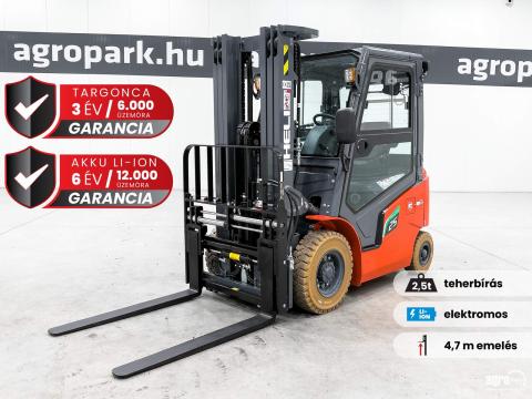 BÉRELHETŐ - ÚJ HELI CPD25-GB2LI-M G2-M, 2,5 tonnás Li-ion elektromos targonca 4,7 méteres emeléssel BÉRELHETŐ - ÚJ HELI CPD25-GB2LI-M G2-M, 2,5 tonnás Li-ion elektromos targonca 4,7 méteres emeléssel