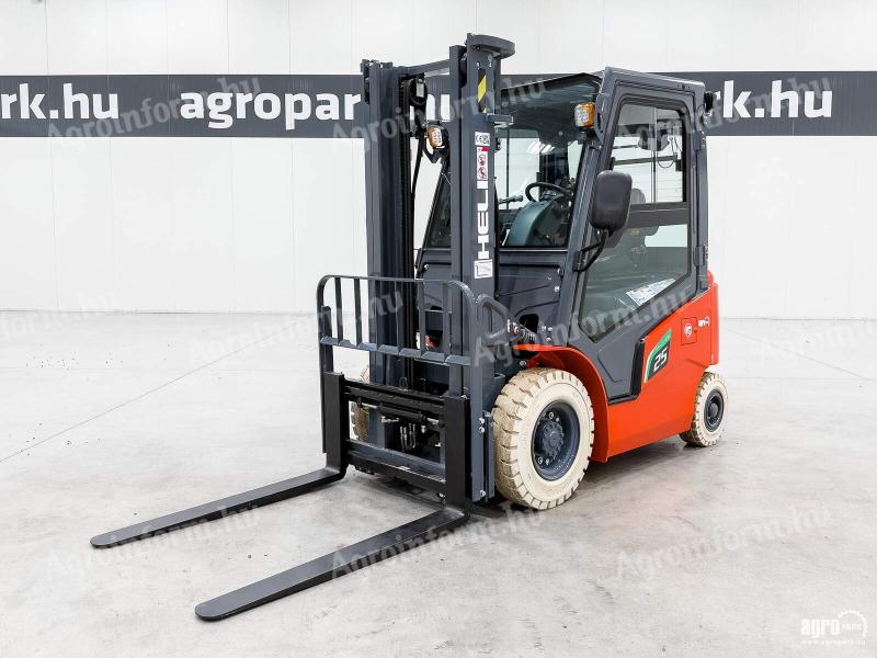 ÚJ HELI 2,5 tonnás Li-ion elektromos targonca 3,3 méteres emeléssel négytámaszú lítium-ionos elektromos targonca, 2500 kg teherbírás, 3,3 m emelés, zárt fülke, 18 km/h