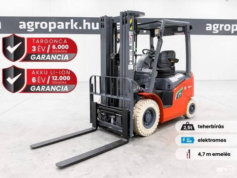 ÚJ HELI CPD25-GB2LI-M G2-M, 2,5 tonnás Li-ion elektromos targonca 4,7 méteres emeléssel ÚJ HELI CPD25-GB2LI-M G2-M, 2,5 tonnás Li-ion elektromos targonca 4,7 méteres emeléssel