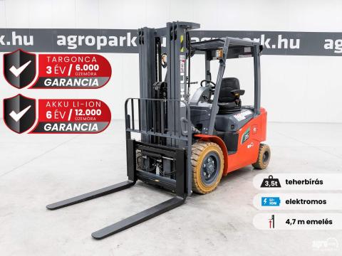 ÚJ HELI CPD35-GB2LI-M G2-M, 3,5 tonnás Li-ion elektromos targonca 4,7 méteres emeléssel ÚJ HELI CPD35-GB2LI-M G2-M, 3,5 tonnás Li-ion elektromos targonca 4,7 méteres emeléssel