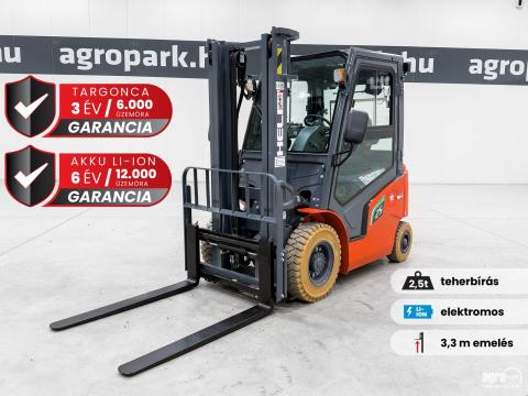 BÉRELHETŐ - ÚJ HELI CPD25-GC6LI-S G2-S, 2,5 tonnás Li-ion elektromos targonca 3,3 méteres emeléssel BÉRELHETŐ - ÚJ HELI CPD25-GC6LI-S G2-S, 2,5 tonnás Li-ion elektromos targonca 3,3 méteres emeléssel
