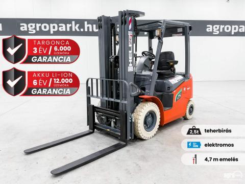 BÉRELHETŐ - ÚJ HELI CPD25-GC6LI-S G2-S, 2,5 tonnás Li-ion elektromos targonca 4,7 méteres emeléssel BÉRELHETŐ - ÚJ HELI CPD25-GC6LI-S G2-S, 2,5 tonnás Li-ion elektromos targonca 4,7 méteres emeléssel