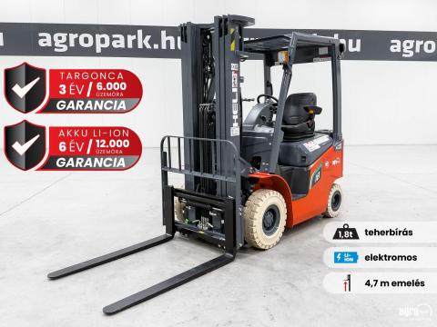 ÚJ HELI CPD18-GC6LI-S G2-S, 1,8 tonnás Li-ion elektromos targonca 4,7 méteres emeléssel ÚJ HELI CPD18-GC6LI-S G2-S, 1,8 tonnás Li-ion elektromos targonca 4,7 méteres emeléssel