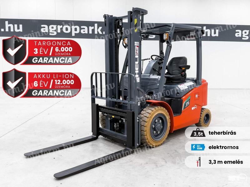 ÚJ HELI G2-S 3,5 tonnás Li-ion elektromos targonca 3,3 méteres emeléssel