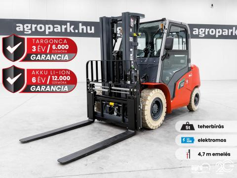 BÉRELHETŐ - ÚJ HELI G2 5 tonnás Li-ion elektromos targonca 4,7 méteres emeléssel