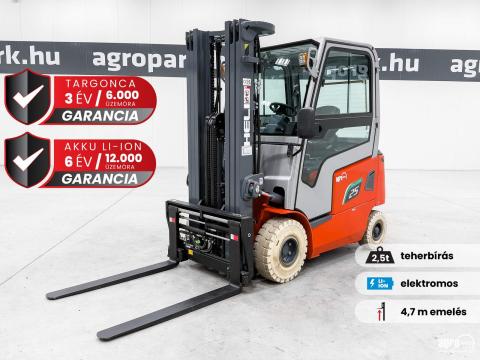 BÉRELHETŐ - ÚJ HELI CPD25-GE2DLI G3, 2,5 tonnás Li-ion elektromos targonca 4,7 méteres emeléssel BÉRELHETŐ - ÚJ HELI CPD25-GE2DLI G3, 2,5 tonnás Li-ion elektromos targonca 4,7 méteres emeléssel