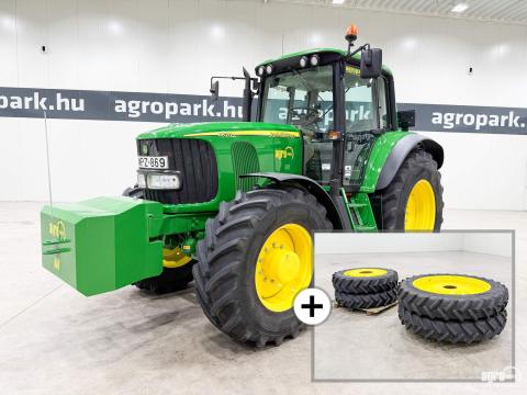 John Deere 6820 (11455 üzemóra) AutoQuad 50 km/h, TLS, rug. fülke, légfék, 8 kerékkel, sima és művelőkerék szett