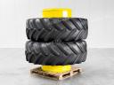 Ikerkerék szett Michelin 650/85R38 gumizással. 23x38-as ikerfelni, 254 mm-es távtartólva, használt Michelin gumiabroncs, 12 szerelékkel