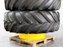 Ikerkerék szett Michelin 650/85R38 gumizással. 23x38-as ikerfelni, 254 mm-es távtartólva, használt Michelin gumiabroncs, 12 szerelékkel