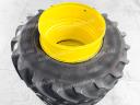 Ikerkerék szett Michelin 650/85R38 gumizással. 23x38-as ikerfelni, 254 mm-es távtartólva, használt Michelin gumiabroncs, 12 szerelékkel