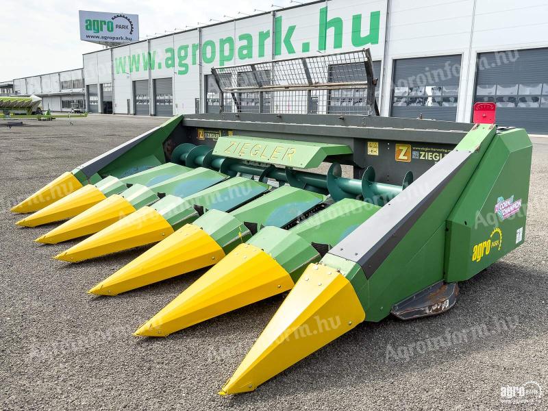 Ziegler Corn Champion 6S 6 soros, fix vázas kukorica betakarító adapter, John Deere T/W kombájnokhoz, szárzúzó, 75 cm sortáv