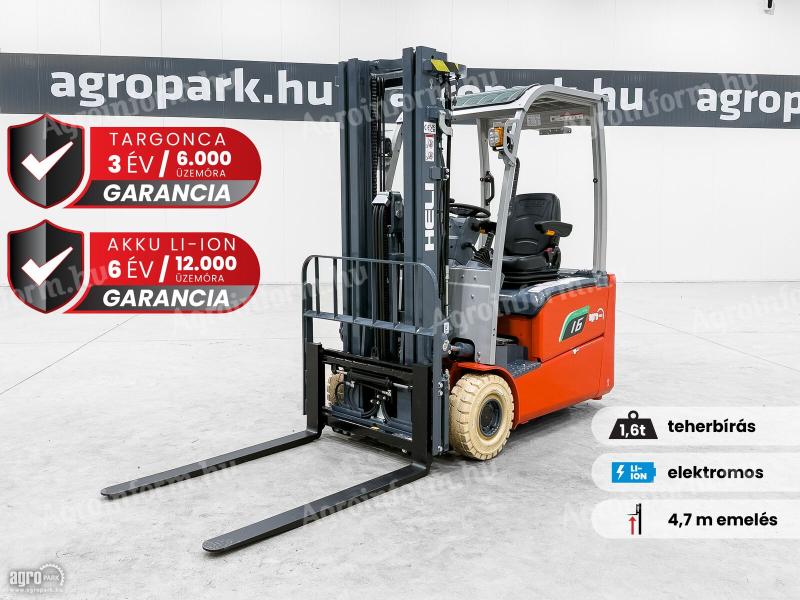 ÚJ HELI G3-S 1,6 tonnás Li-ion elektromos targonca 4,7 méteres emeléssel