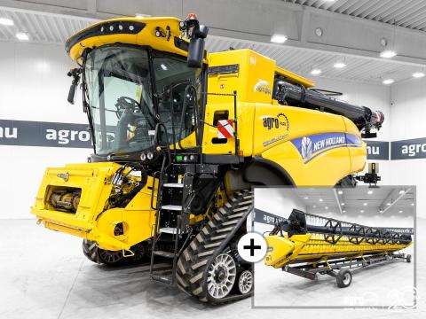 New Holland CR10.90 SmartTrax (1141/1614 üzemórás) 12,5 m Varifeed asztal, kocsi, repcekaszák