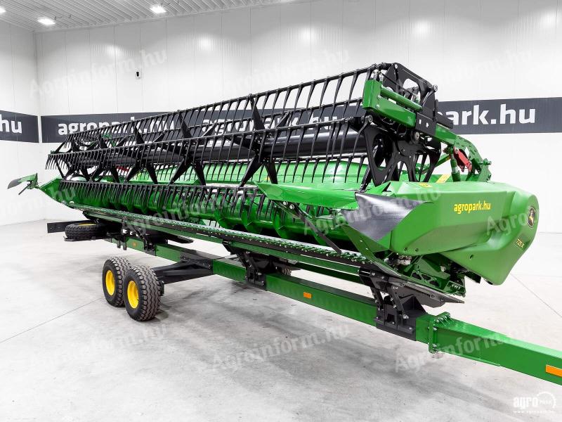 ÚJ John Deere 725X 7,6 méteres, változtatható mélységű Vario gabona vágóasztal, repcekaszák, szállítókocs