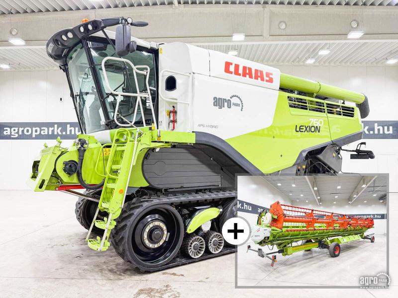 Claas Lexion 760TT (1662/2268 üzemóra) 10,5 m V1050 asztal, szállítókocsi, repcekaszák, 63,5 cm hevederek, Quantimeter, 3D, Xenon Claas Lexion 760TT (1662/2268 üzemóra) 10,5 m V1050 asztal, szállítókocsi, repcekaszák, 63,5 cm hevederek, Quantimeter, 3D, Xenon