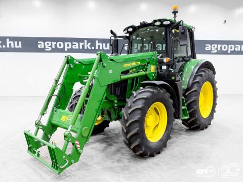 John Deere 6120M (761 üzemórás) PowerQuad Plus 24/24 váltó, rugózott híd, rugózott fülke, új homlokrakodóval, ISOBUS