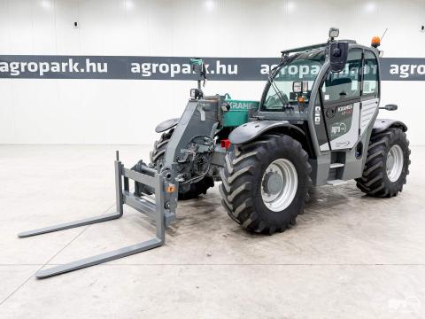 Kramer KT457 (3589 üzemóra) 7 m emelés, 4.500 kg teherbírás, klíma, Joystick, raklapvilla, központi zsírzó, Trelleborg, LED