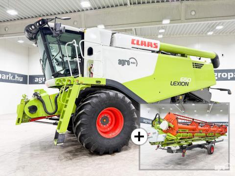 Claas Lexion 650 (1342/2266 üzemóra) 6 ládás, 6,8 m V680 vágóasztal, szállítókocsi, repcekaszák, 900/60R32 Trelleborg, Mercedes motor, pelyvaterítő, kamera
