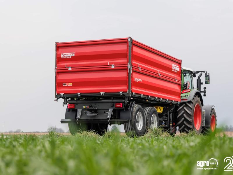 ÚJ Krampe FLEXBODY TDK18-500 17.300 kg teherbírás, tandem prémium pótkocsi, 19,5 m³, 80+80 cm moduláris oldalfal, LED, 40 km/h