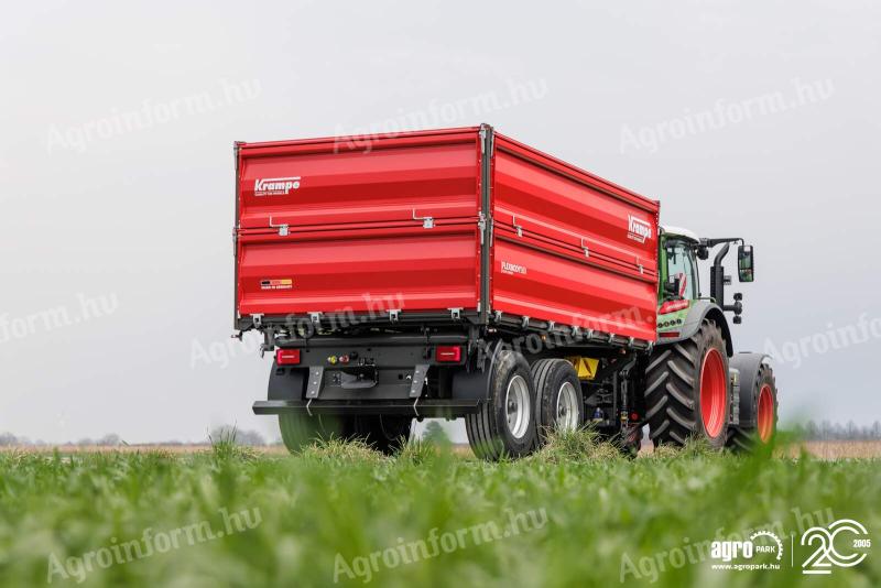 ÚJ Krampe FLEXBODY TDK18-500 17.300 kg teherbírás, tandem prémium pótkocsi, 19,5 m³, 80+80 cm moduláris oldalfal, LED, 40 km/h