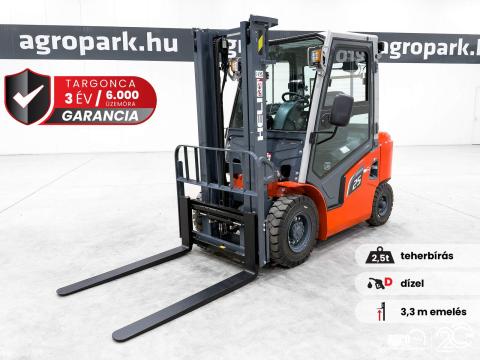 ÚJ HELI G3 2,5 tonnás Dízel targonca 3,3 méteres emeléssel