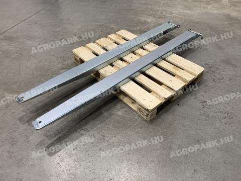 ÚJ 2 méteres villahosszabbító szett 122 x 40 mm méretű targoncavillához. galvanizált, zárt kivitel, rögzítő csappal ÚJ 2 méteres villahosszabbító szett 122 x 40 mm méretű targoncavillához. galvanizált, zárt kivitel, rögzítő csappal