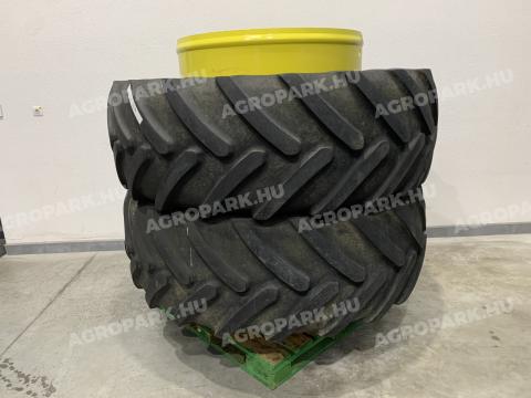 Ikerkerék szett Michelin MultiBib 650/65R42 gumizással. 23x42-es ikerfelni, 254 mm-es távtartóval, használt Michelin gumiabroncs, 12 szerelékkel