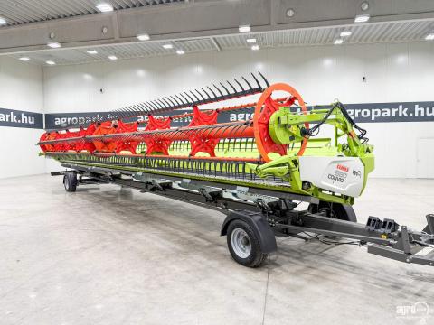 Claas Convio 1380 13,8 m hevederes gabona vágóasztal, új szállítókocsi, támkerekek, műanyag motollaujjak, rendválasztók, kalászemelők