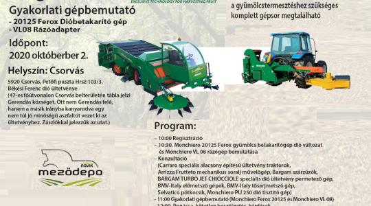 Meghívó dió betakarító gyakorlati gépbemutatóra