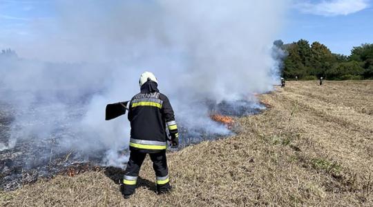 Három vízsugárral oltották a tűzoltók a kaszálót - Képek!